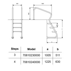 Сходи для басейну Hayward EAF3 Easy access (3 сходинки), для широкого борту, AISI-316