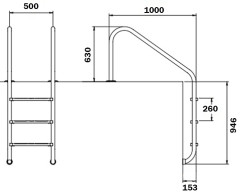 Сходи для басейну Flexinox Overflow (3 сходинки), AISI-316L