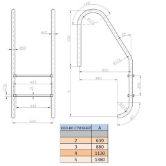 Сходи для басейну Kripsol Standard IP 5.D (5 сходинок), AISI-316