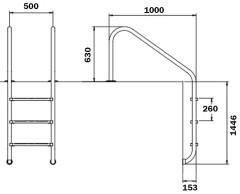 Сходи для басейну Flexinox Overflow (5 сходинок), AISI-316L