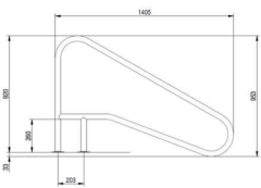 Поручень Flexinox 87188154 для римських сходів FX-02 Nero (1405 мм, фланець, AISI-316L)