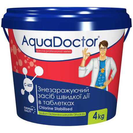 Шок-хлор для басейну AquaDoctor C-60T 4 кг в таблетках