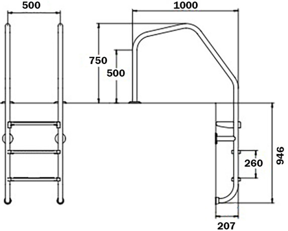 Сходи для басейну Flexinox Overflow Special (3 сходинки), AISI-316L