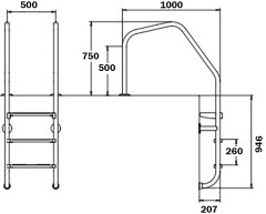 Сходи для басейну Flexinox Overflow Special (3 сходинки), AISI-316L