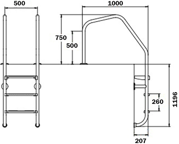 Сходи для басейну Flexinox Overflow Special (4 сходинки), AISI-316L
