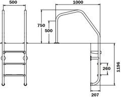 Сходи для басейну Flexinox Overflow Special (4 сходинки), AISI-316L