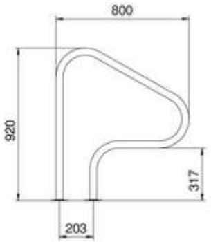 Поручень Flexinox 87164010 для римських сходів FX-04 (800 мм, фланець, AISI-316L)
