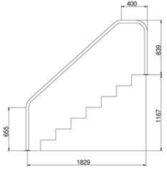 Поручень Flexinox 87162361 для римських сходів FX-06 (1829 мм, фланець, AISI-316L)