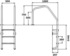 Сходи для басейну Flexinox Overflow Special (5 сходинок), AISI-316L