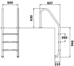 Сходи для басейну Flexinox Standard Electropolished (3 сходинки), AISI-316L