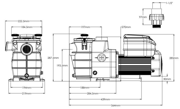 Насос Hayward Max Flo VS SP1811VS (220 В, 13.5 м3/год, 1.1 HP), 4-швидкісний