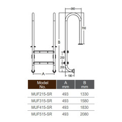 Сходи для басейну Emaux Muro MUF315-SR (3 сходинки), AISI-304