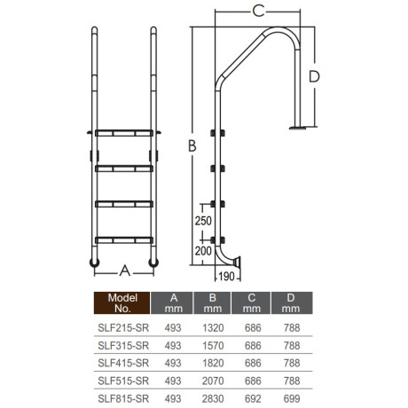 Сходи для басейну Emaux Standard SLF315-SR (3 сходинки), AISI-304