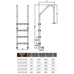 Сходи для басейну Emaux Standard SLF415-SR (4 сходинки), AISI-304
