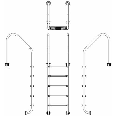 Сходи для басейну Emaux Standard SLF515-SR (5 сходинок), AISI-304