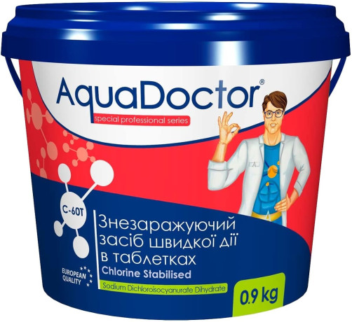 Шок-хлор для басейну AquaDoctor C-60T 0.9 кг в таблетках