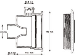 Форсунка гідромасажна Hayward TURBO-JET SP1450TE (15 м3/год, 50 мм), під бетон