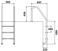 Сходи для басейну Flexinox Standard (2 сходинки), AISI-316L