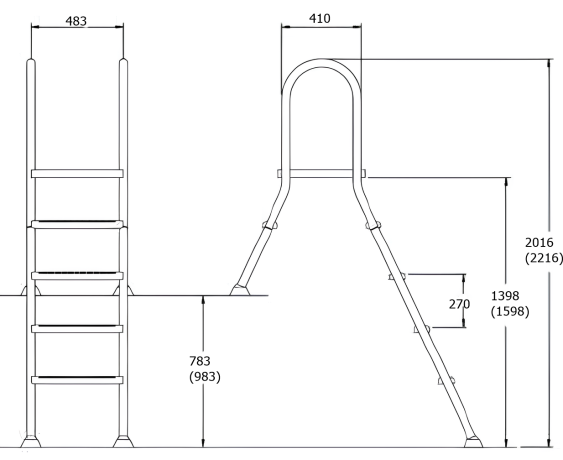 Сходи для наземних басейнів Flexinox 87143418N (4 сходинки), AISI-304