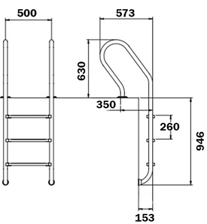 Сходи для басейну Flexinox Mixta (3 сходинки), AISI-304