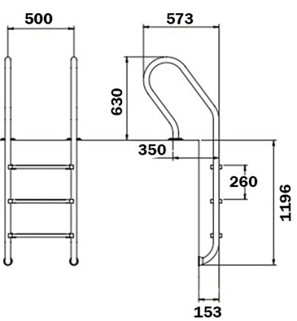 Сходи для басейну Flexinox Mixta Electropolished (4 сходинки), AISI-316L