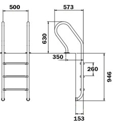 Сходи для басейну Flexinox Mixta (3 сходинки), AISI-316L