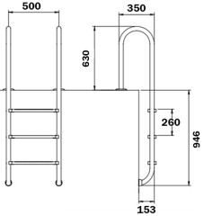 Сходи для басейну Flexinox Muro Electropolished (3 сходинки), AISI-316L