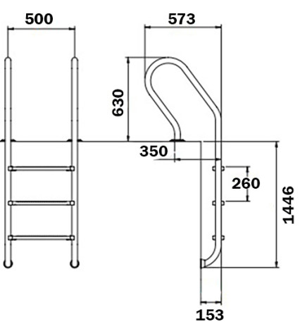 Сходи для басейну Flexinox Mixta (5 сходинок), AISI-316L