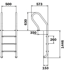 Сходи для басейну Flexinox Mixta (5 сходинок), AISI-316L